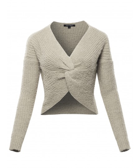 Women's Solid Twist Front Knitted Sweater