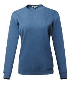 Women's Causal Crew Neck V-Notch Detail Sweatshirt