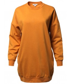 Women's Casual Over-Sized Loose Fit Round Neck Tunic Length Sweatshirts