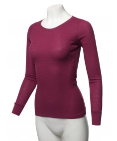 Women's Basic Casual Solid Long Sleeve Round-Neck Thermal Tops