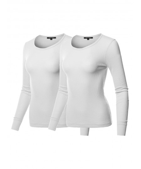 Women's Casual Solid Basic Crew Neck Long Sleeves Thermal Top