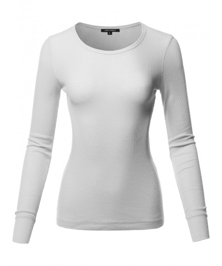 Women's Casual Solid Basic Crew Neck Long Sleeves Thermal Top