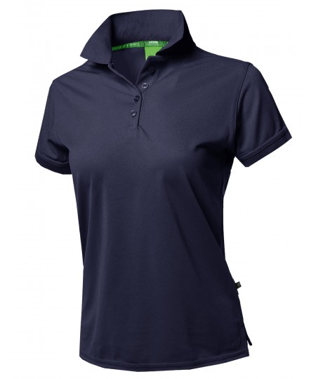 Women's Junior Size Breathable Button Placket Short Sleeves Polo Shirt