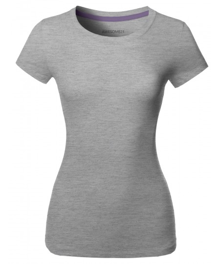 Women's Solid Basic Short Sleeve Crew Neck Tee