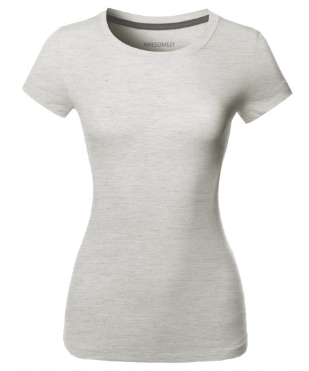 Women's Solid Basic Short Sleeve Crew Neck Tee