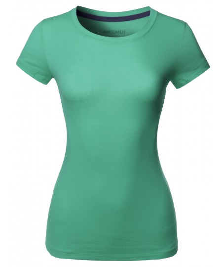 Women's Solid Basic Short Sleeve Crew Neck Tee