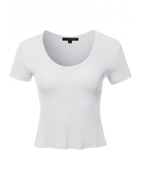 Women's Solid Deep V-Neckline Cap Sleeves Rayon Spandex Crop Top