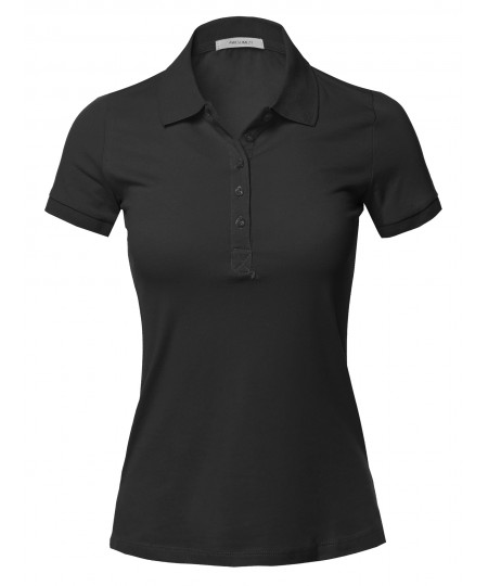 Women's Basic Short Sleeve School Uniform Polo Top