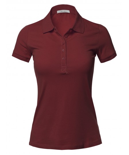 Women's Basic Short Sleeve School Uniform Polo Top