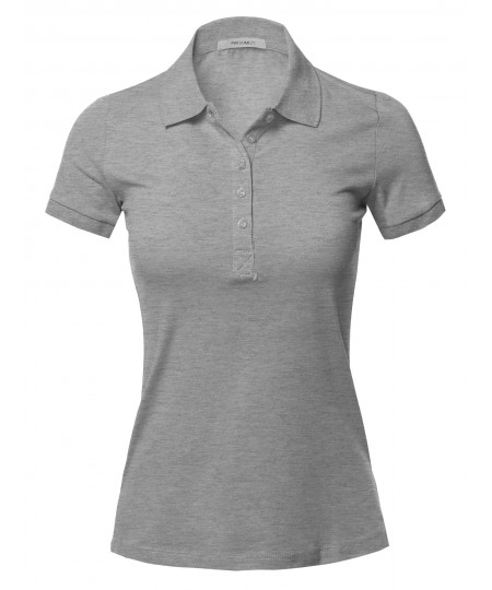 Women's Basic Short Sleeve School Uniform Polo Top