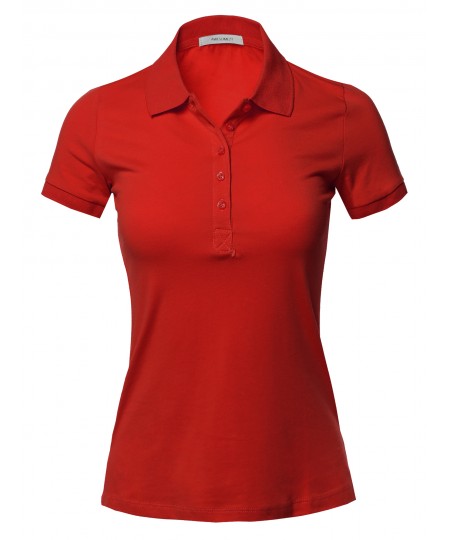 Women's Basic Short Sleeve School Uniform Polo Top