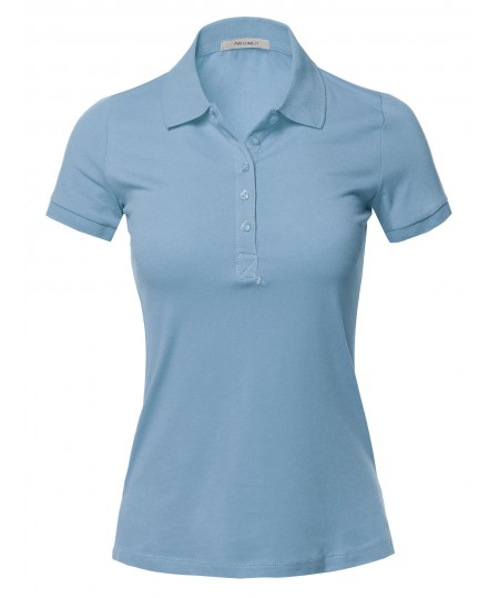 Women's Basic Short Sleeve School Uniform Polo Top