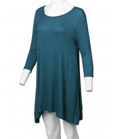 Women's Solid Basic Soft Stretch Asymmetrical 3/4 Sleeve Tunic Top