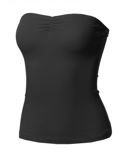 Women's Solid Sexy Tube Top With Chest Ruching Detail