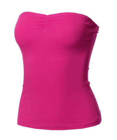 Women's Solid Sexy Tube Top With Chest Ruching Detail