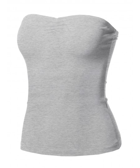 Women's Solid Sexy Tube Top With Chest Ruching Detail