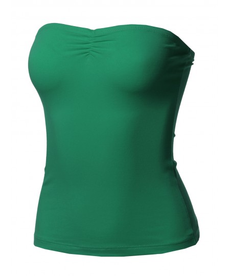 Women's Solid Sexy Tube Top With Chest Ruching Detail