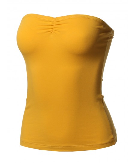 Women's Solid Sexy Tube Top With Chest Ruching Detail