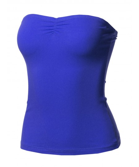 Women's Solid Sexy Tube Top With Chest Ruching Detail