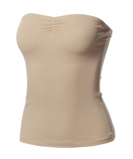 Women's Solid Sexy Tube Top With Chest Ruching Detail