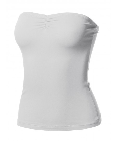 Women's Solid Sexy Tube Top With Chest Ruching Detail