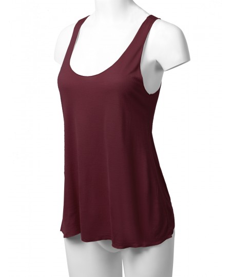 Women's Solid Basic Rayon Sleeveless Thin Layer Tank Top