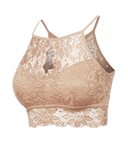 Women's Sexy Lace High Neck Bralette Top