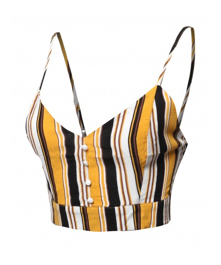 Women's Casual Adjustable Spaghetti Strap printed Crop Top