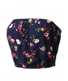 Women's Casual Printed  Drawstring Detail Tube Top