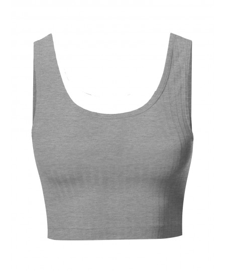 Women's Cute Sleeveless Scoop Neck Crop Tank Top