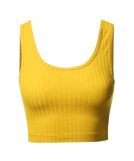 Women's Cute Sleeveless Scoop Neck Crop Tank Top