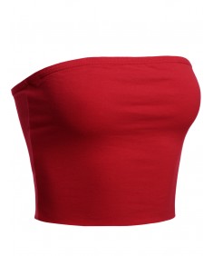 Women's Solid Bra Shelf Cropped Tube Top