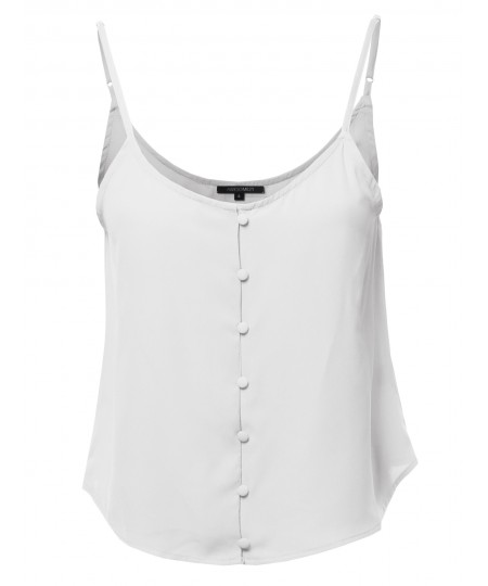 Women's Solid Front Button Cami Woven Top