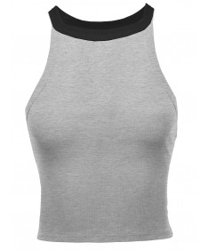 Women's Solid Sleeveless Cute Crop Top