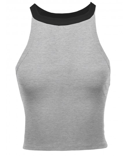 Women's Solid Sleeveless Cute Crop Top