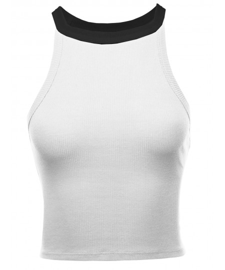 Women's Solid Sleeveless Cute Crop Top