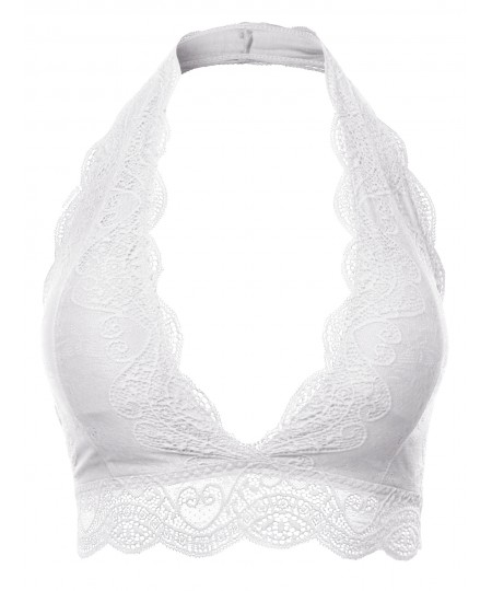 Women's Solid Lace Cami Halter Neck Bralette