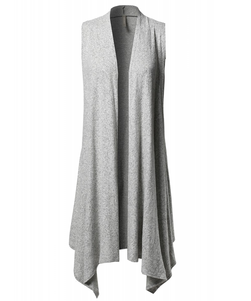 Women's Solid Sleeveless Asymmetric Hem Open Front Drape Sweater ...