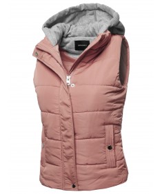 Women's Casual Drawstring Hooded Padding Vest