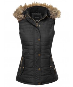 Women's Solid Thicken Vest Quilted Padding Puffer Vest