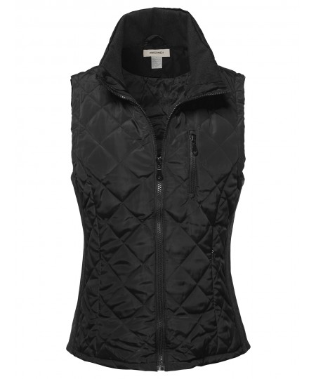Women's Casual Quilted 2 Tone Vest