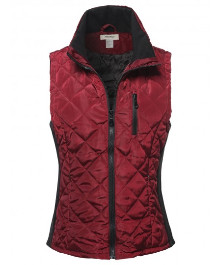 Women's Casual Quilted 2 Tone Vest