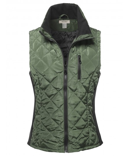Women's Casual Quilted 2 Tone Vest