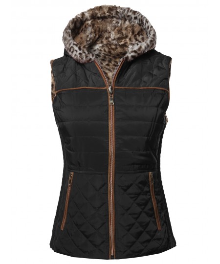 Women's Solid Puffer Reversible Vest