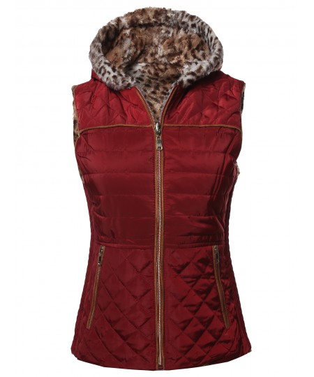 Women's Solid Puffer Reversible Vest