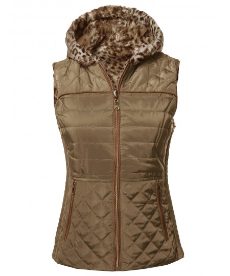 Women's Solid Puffer Reversible Vest