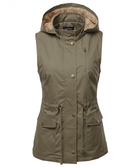 Women's Solid Lightweight Sleeveless Anorak Vest