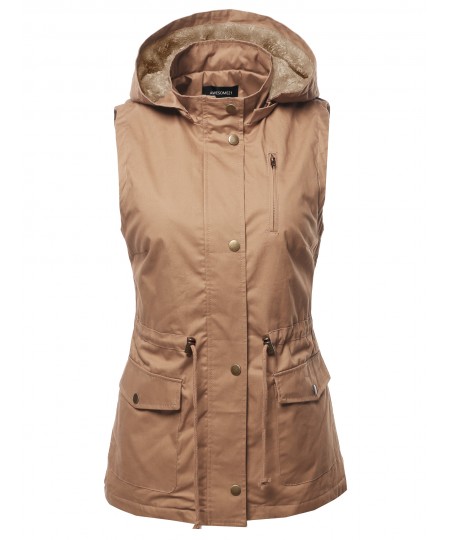 Women's Solid Lightweight Sleeveless Anorak Vest