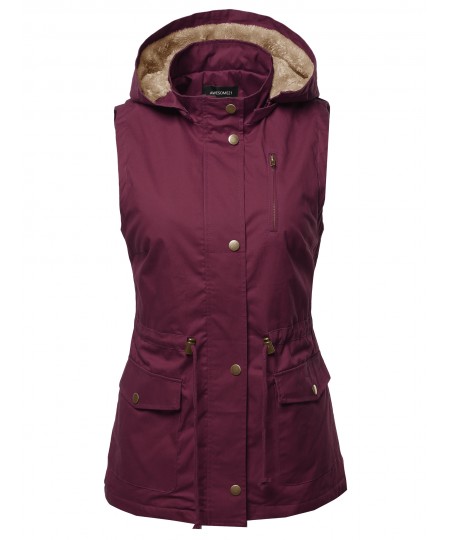 Women's Solid Lightweight Sleeveless Anorak Vest