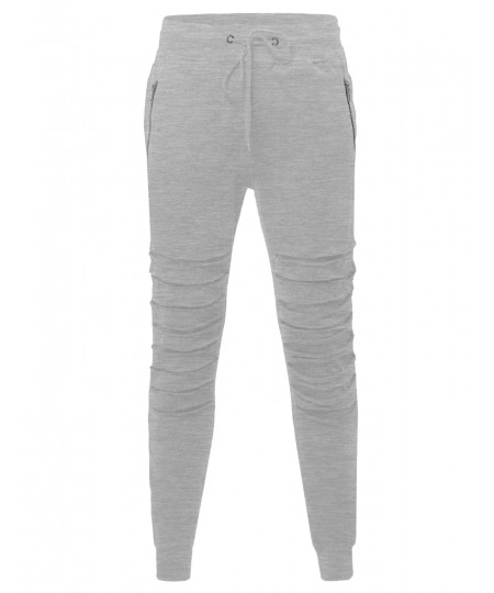 Men's Distressed Cut Up Jogger Pants With Drawstring Waist